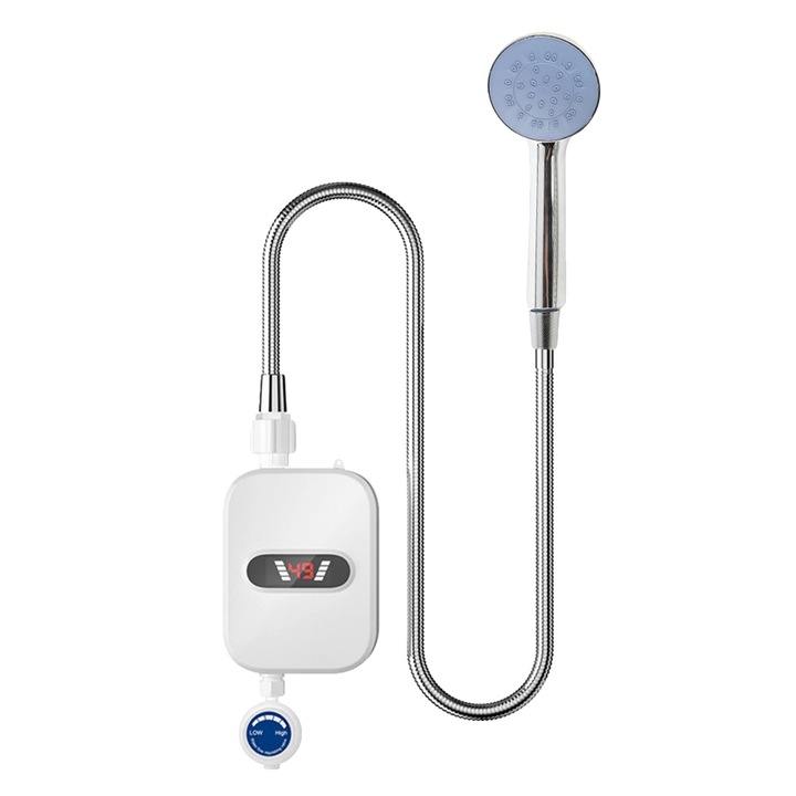 Azonnali elektromos vízmelegítő, LCD kijelző, gyors fűtés, fehér, kompakt méretek