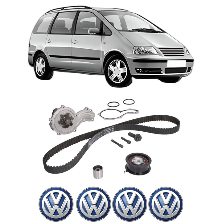 Set Kit de distributie curea intinzator pompa de apa Volkswagen SHARAN (7M8, 7M9, 7M6) 1.9 TDI din 1995-2010, KW 66 CP 90 CMC 1896, Auto, INA, 4x Stickere auto cu Volkswagen
