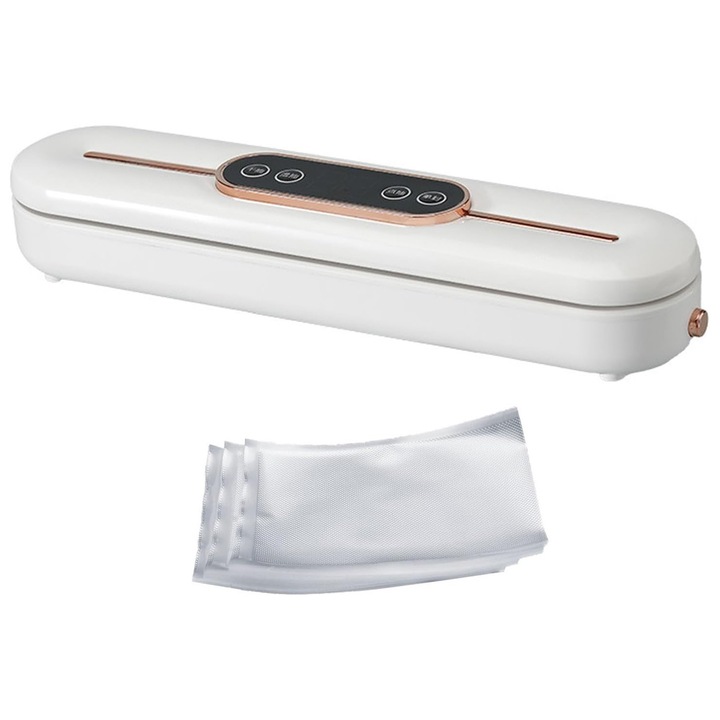 Aparat de vidat, portabil, 62 kPa, 25 cm sigilare, alb, 33x7.5x5.5 cm, include 10 pungi