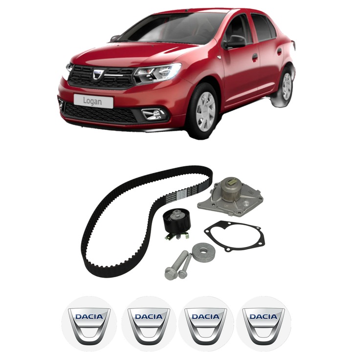 Set Kit de distributie curea intinzator pompa de apa DACIA LOGAN II 1.5 Blue dCi 95 (L8JL)2018, KW 70 CP 95 CMC 1461, Auto, HEPU, 4x Stickere auto cu DACIA