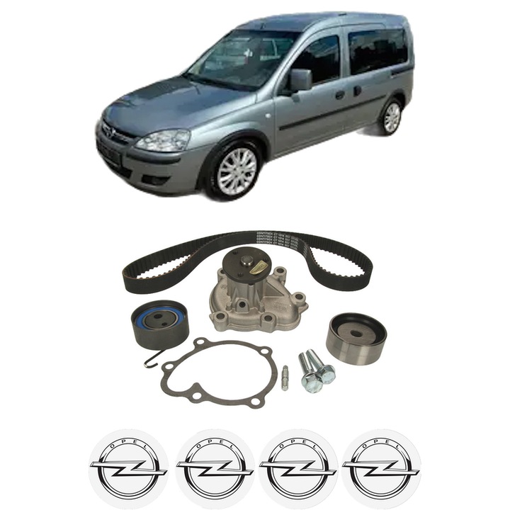 Set Kit de distributie curea intinzator pompa de apa OPEL COMBO Tour 1.7 CDTI 16V2004-2011, KW 74 CP 101 CMC 1686, Auto, HEPU, 4x Stickere auto cu OPEL