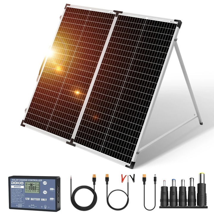 Panou solar 160W, design portabil, suport ajustabil, 760x660x50mm