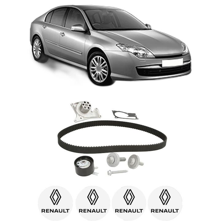 Set Kit de distributie curea intinzator pompa de apa RENAULT LAGUNA III (BT0/1) 1.5 dCi (BT00, BT0A, BT0T, BT1J)2007-2015, KW 81 CP 110 CMC 1461, Auto, INA, 4x Stickere auto cu RENAULT