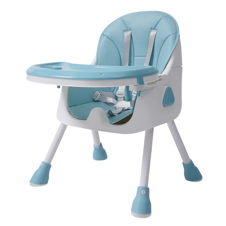 Scaun de masa pentru bebelusi, design modern, tava ajustabila, verde, 78x60x94cm