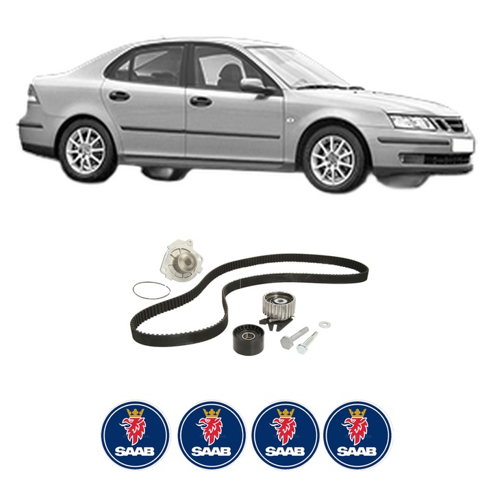 Set Kit de distributie curea intinzator pompa de apa SAAB 9-3 (YS3F, E79, D79, D75) 1.9 TiD2004-2015, KW 88 CP 120 CMC 1910, Auto, INA, 4x Stickere auto cu SAAB