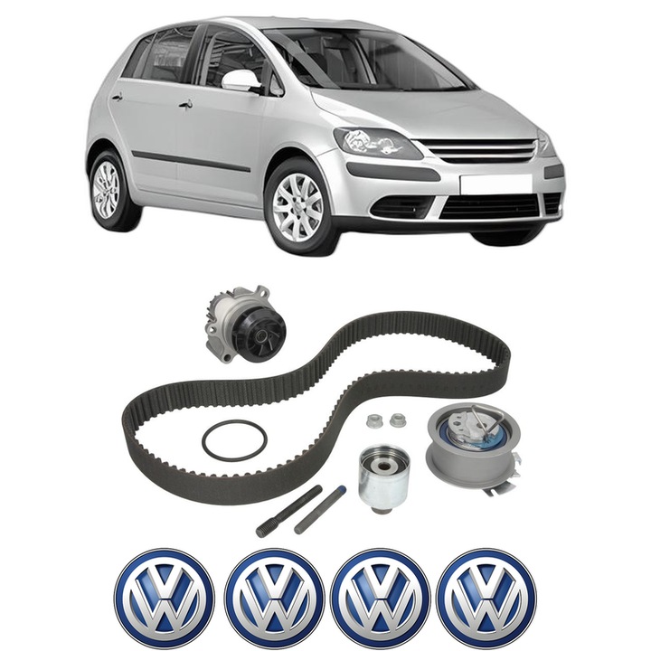 Set Kit de distributie curea intinzator pompa de apa Volkswagen GOLF PLUS V (5M1, 521) 2.0 TDI din 2005-2011, KW 103 CP 140 CMC 1968, Auto, INA, 4x Stickere auto cu Volkswagen