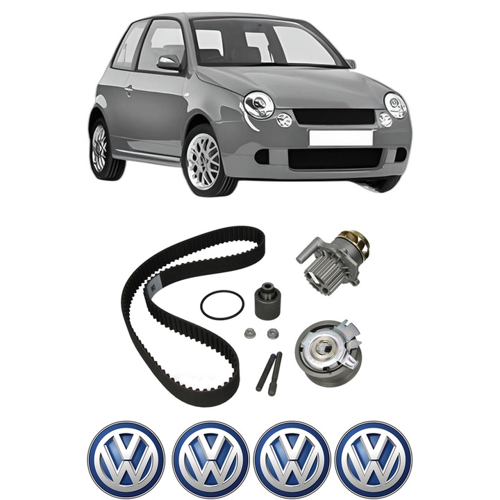 Set Kit de distributie curea intinzator pompa de apa Volkswagen LUPO I (6X1, 6E1) 1.2 TDI 3L din 1999-2005, KW 45 CP 61 CMC 1191, Auto, HEPU, 4x Stickere auto cu Volkswagen