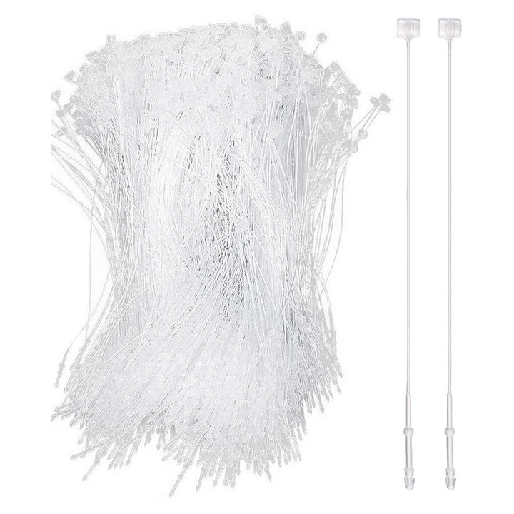 Предпазни нишки за етикети, ценови етикети, без пистолет за етикетиране, опаковка от 1000 щифта с примка 125 мм, прозрачни предпазни нишки за дрехи