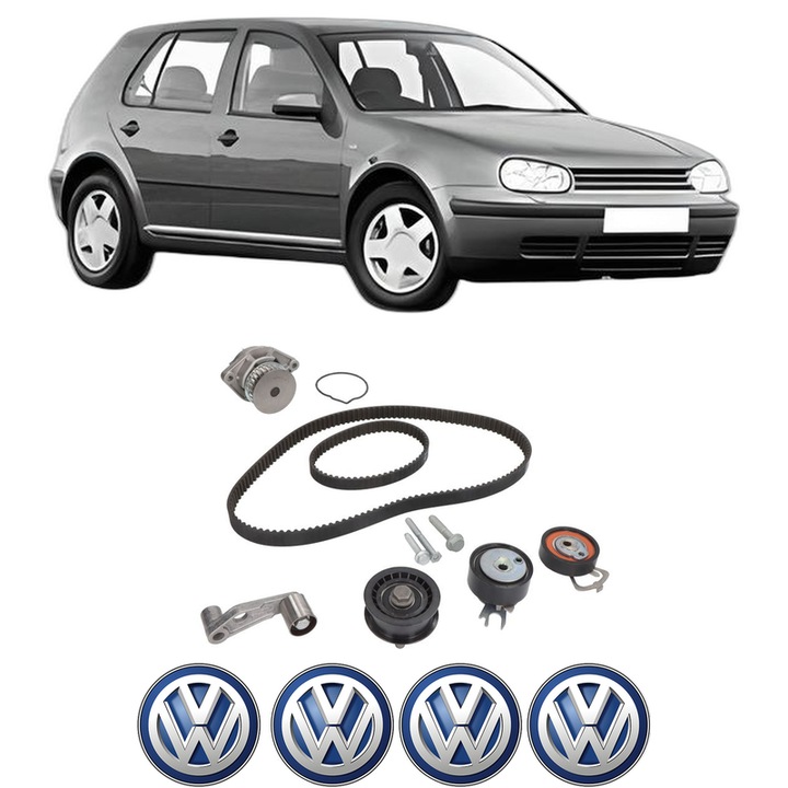 Set Kit de distributie curea intinzator pompa de apa Volkswagen GOLF IV (1J1) 1.4 16V din 1997-2004, KW 55 CP 75 CMC 1390, Auto, INA, 4x Stickere auto cu Volkswagen