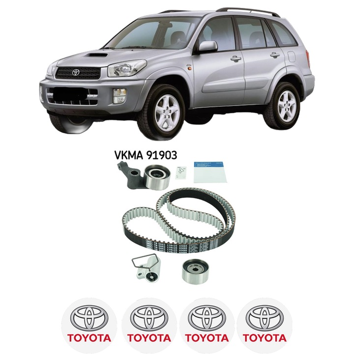 Set kit distributie TOYOTA RAV 4 II (_A2_) 2.0 D 4WD (CLA20_, CLA21_, CLA20R, CLA21R) din 2001-2005 KW 85 CP 116 CMC 1995, Auto, SKF, 4 Stickere auto cu TOYOTA