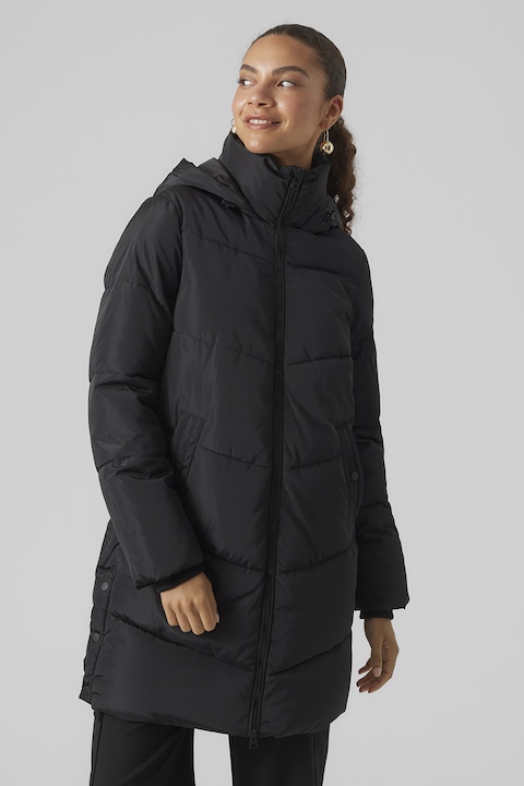 Vero Moda, Дълго зимно яке с качулка, Черен
