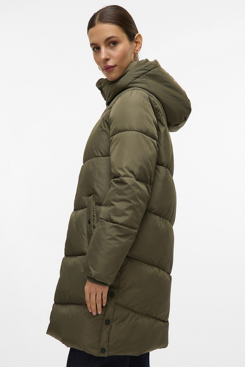 Vero Moda, Geaca lunga cu gluga, Verde sparanghel