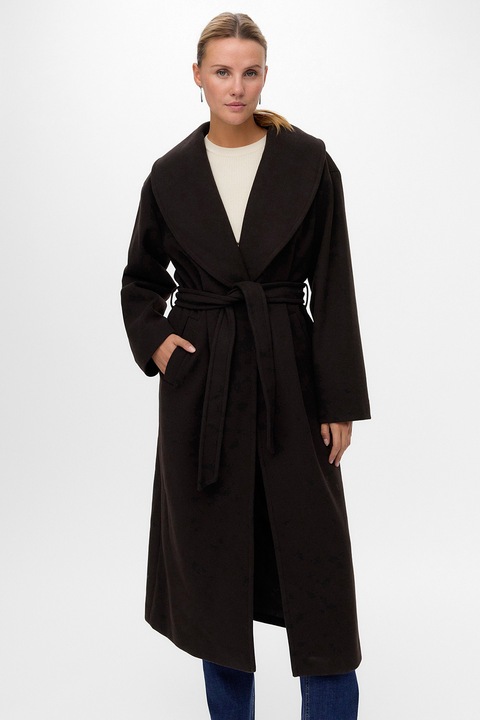 Vero Moda, Palton lung cu cordon, Maro inchis, L