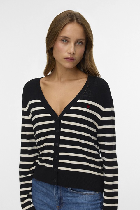 Vero Moda, Шпиц жилетка на райе, Бял/Черен