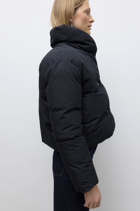 Vero Moda, Geaca crop cu vatelina si guler inalt, Negru