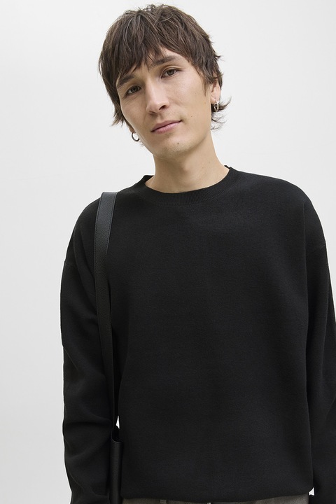 Jack & Jones, Kerek nyakú pulóver, Fekete