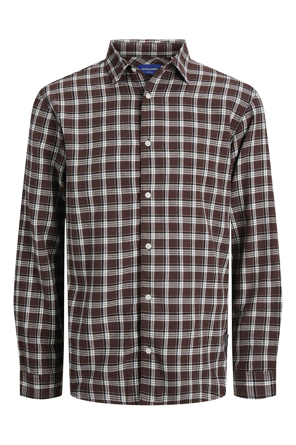 Jack & Jones, Camasa regular fit cu model in carouri, Alb, Maro cognac, M