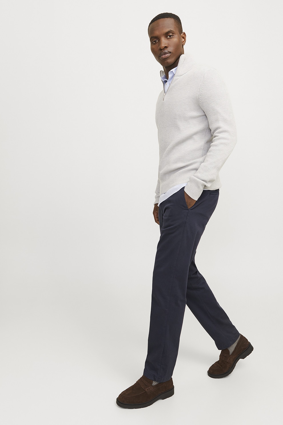 Jack & Jones, Pantaloni chino din amestec de bumbac, Albastru ultramarin, W31-L32