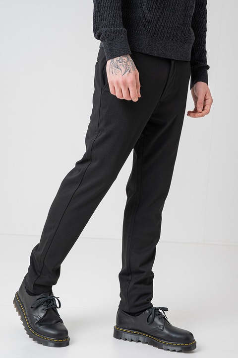 Jack & Jones, Szűk fazonú alkalmi nadrág ferde zsebekkel, Fekete