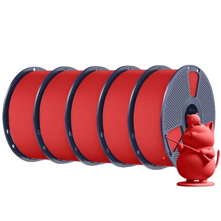 Filament 3D, PLA, rosu, dimensiune precisa, utilizare usoara