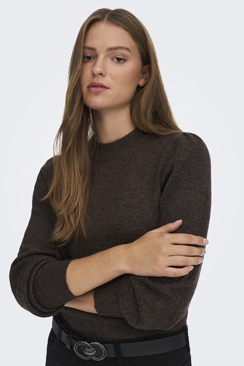 JdY, Pulover cu maneci bufante Rue, Maro inchis