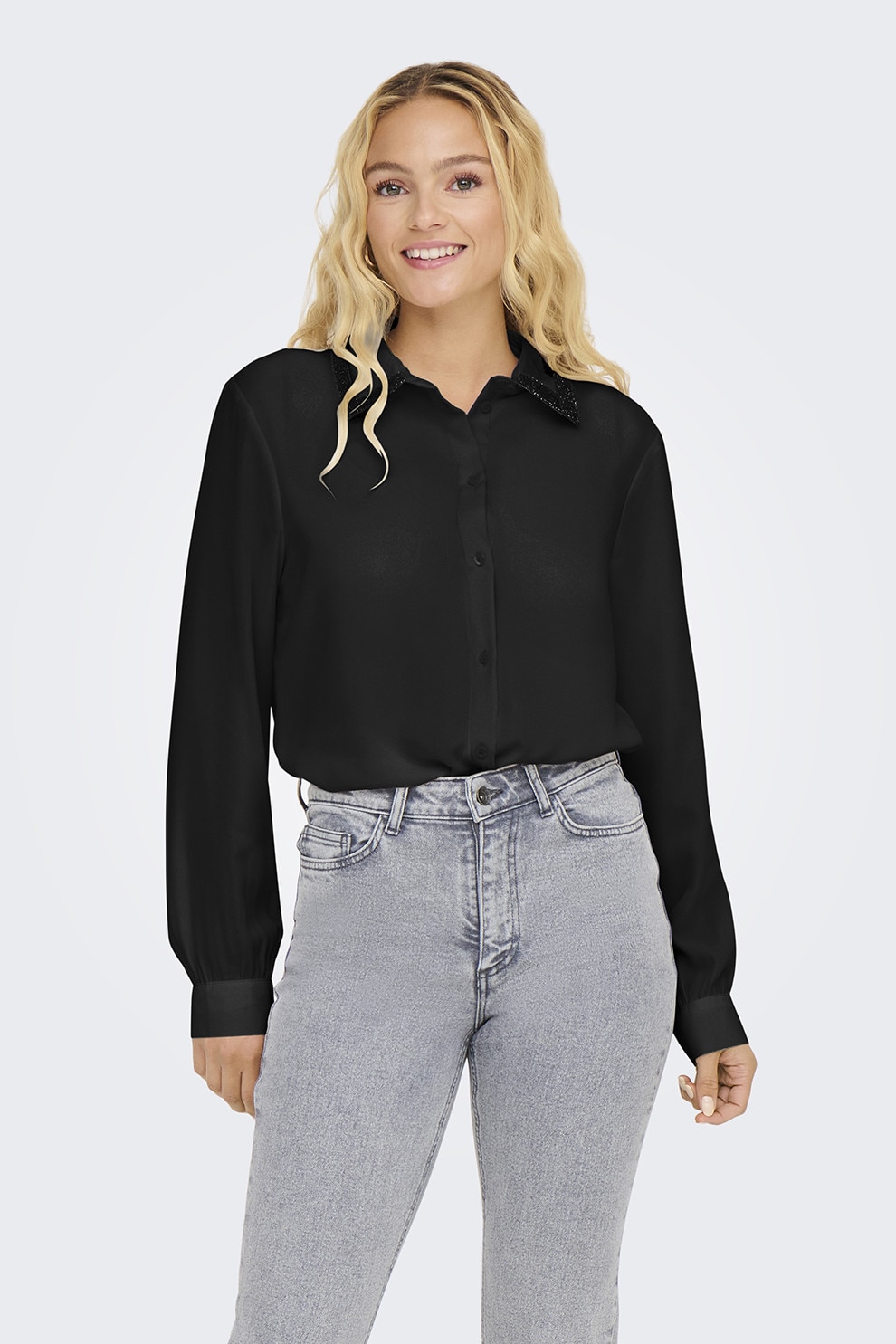 JdY, Camasa cu guler brodat, Negru, M
