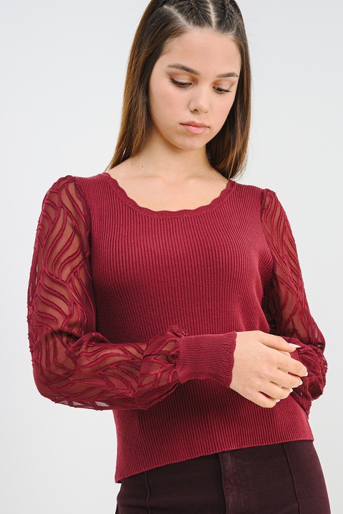 Only, Pulóver csipkés ujjakkal, Bordó