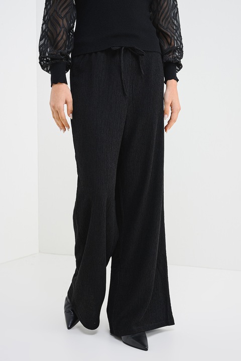 Only, Pantaloni cu croiala ampla si snururi, Negru