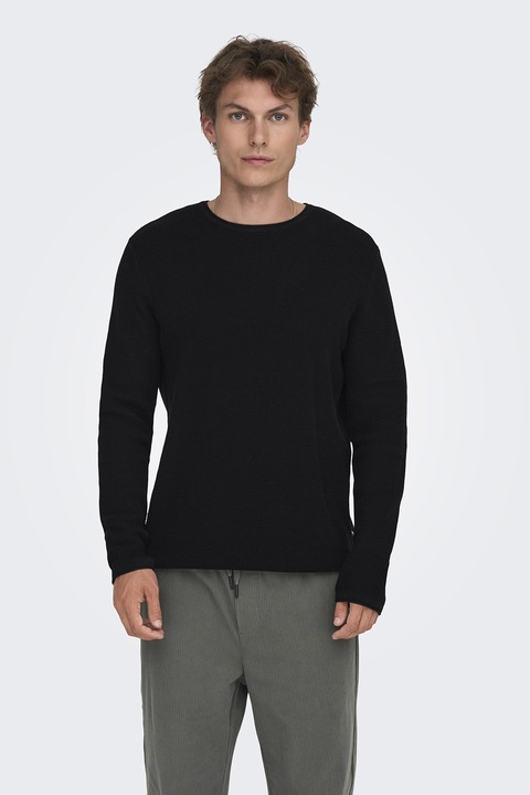 Only & Sons, Kerek nyakú pulóver, Fekete