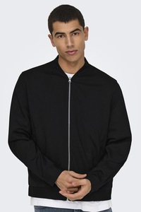 Only & Sons, Jacheta cu fermoar si buzunare oblice, Negru, 2XL