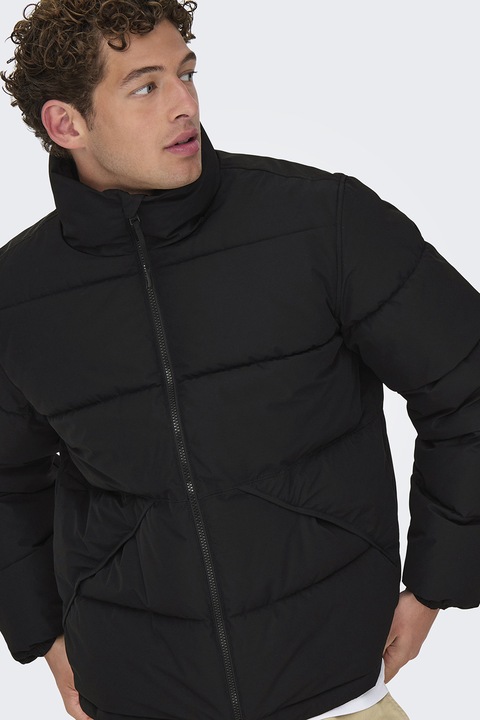 Only & Sons, Geaca matlasata cu vatelina, Negru