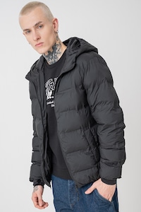 Only & Sons, Geaca matlasata cu gluga, Negru, 2XL