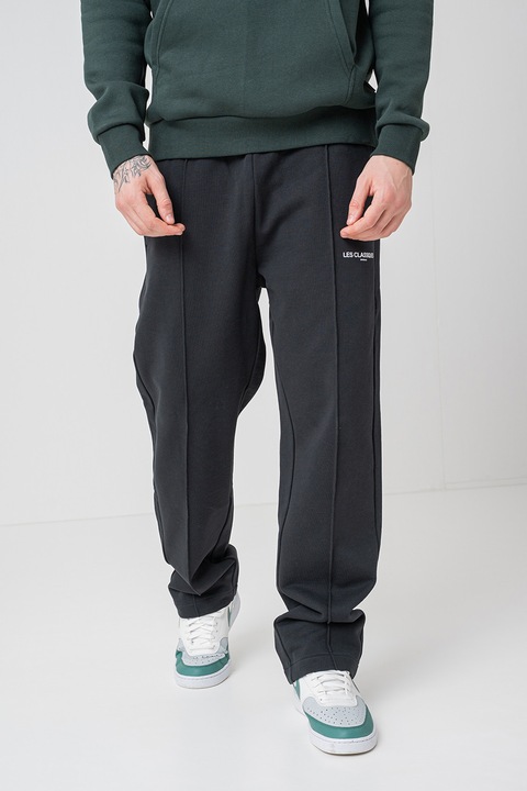 Only & Sons, Прав спортен панталон с вертикален ръб, Черен, XS