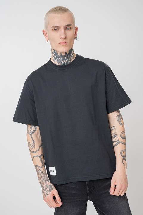 Only & Sons, Kerek nyakú mintás póló, Fehér/Fekete