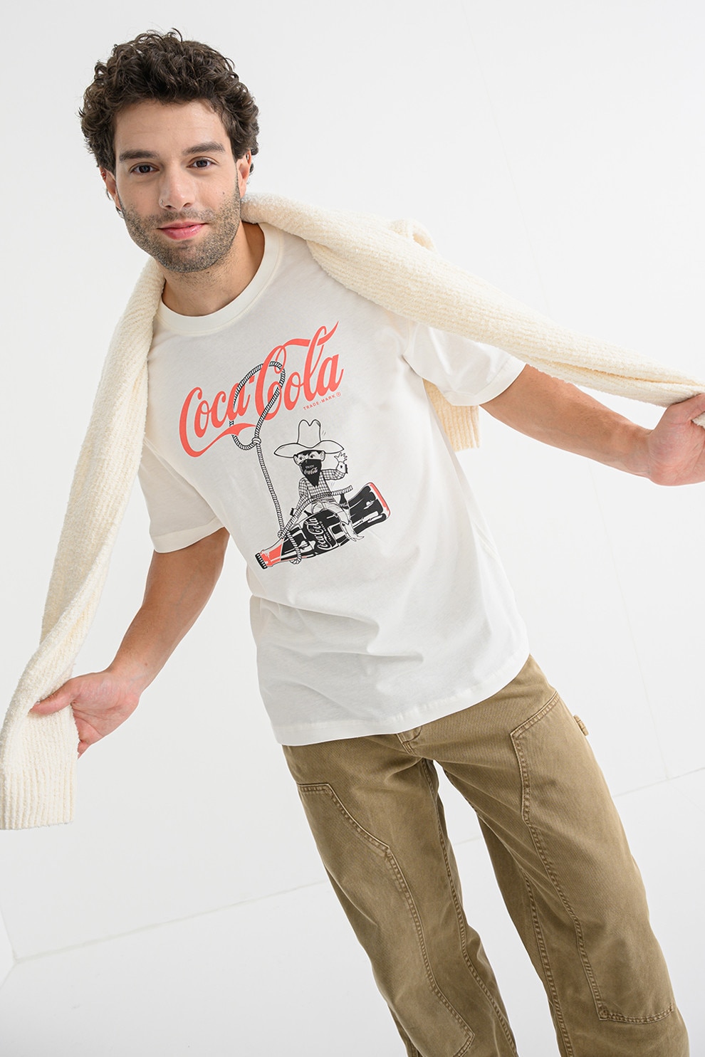 Only & Sons, Tricou din bumbac cu imprimeu Coca-Cola, Alb, Negru, Portocaliu mandarina, L