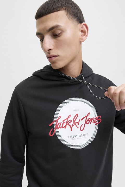 Jack & Jones, Худи с лого, Черен