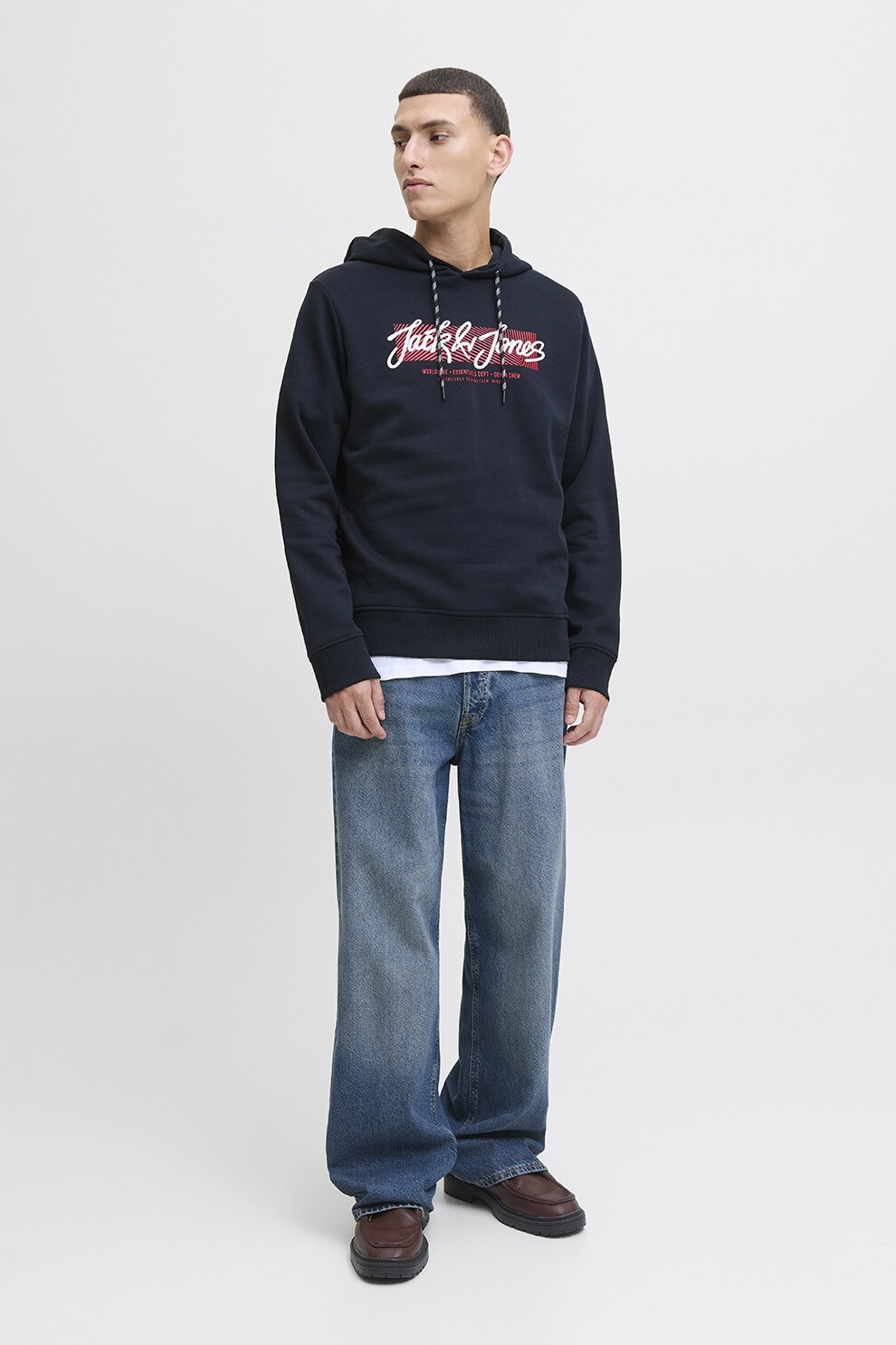Jack & Jones, Hanorac cu imprimeu logo frontal, Bleumarin, M - eMAG.ro