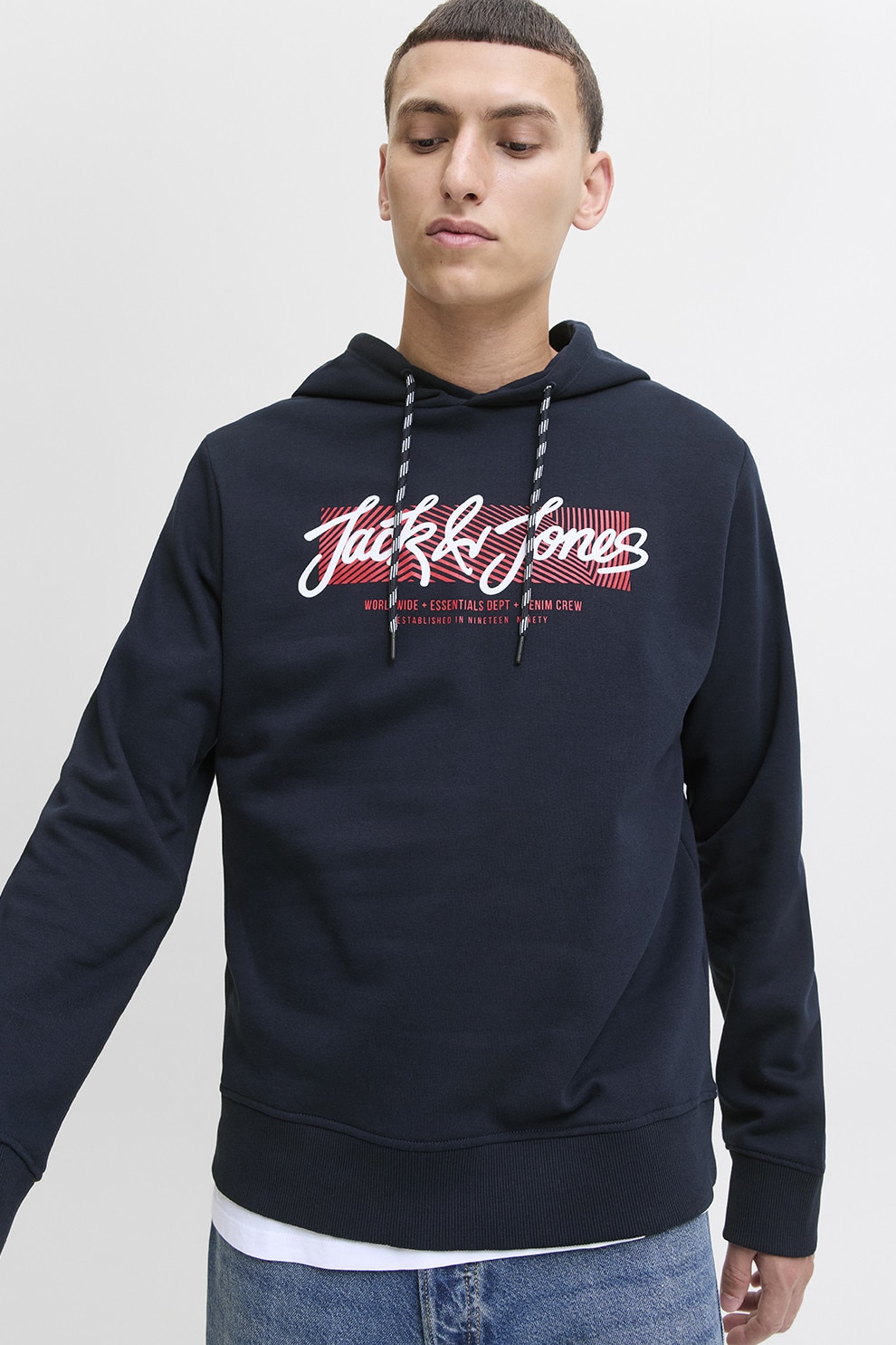 ヒョウド InnerDownJacket Jack & Jones, Hanorac cu imprimeu logo frontal, Bleumarin, M - eMAG.ro