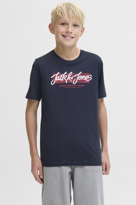 Jack & Jones, Logós pamutpóló, Piros/Fehér/Tengerészkék