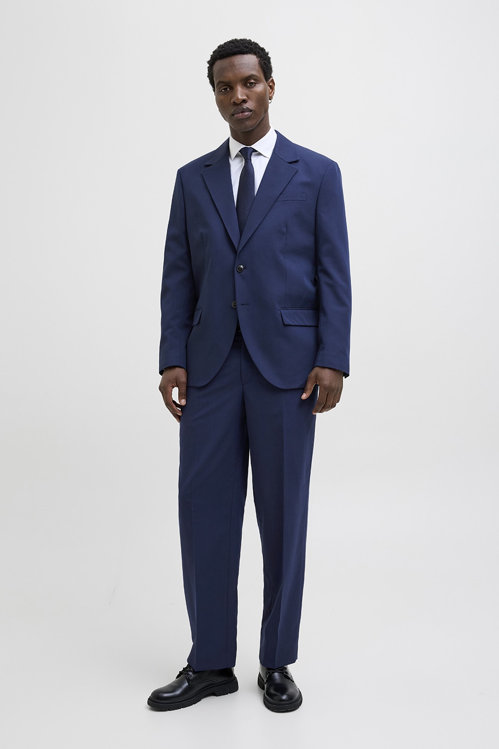 Jack & Jones, Pantaloni chino uni, Albastru inchis, 46 - eMAG.ro