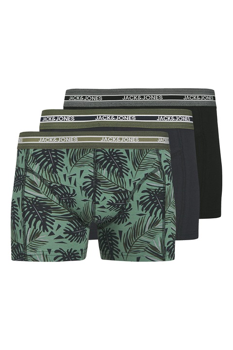 Jack & Jones, Mintás boxer szett - 3 db, Zöld/Fekete/Tengerészkék