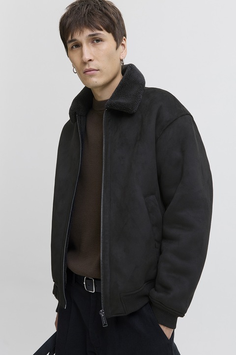 Jack & Jones, Dzseki klasszikus gallérral, Koptatott fekete