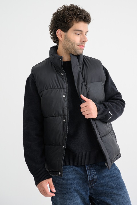 Jack & Jones, Vesta cu vatelina si fermoar, Negru, S