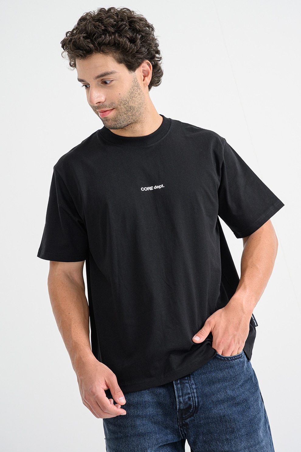 Jack & Jones, Tricou din amestec de bumbac organic si imprimeu grafic pe partea din spate, Alb, Negru, Lila, L