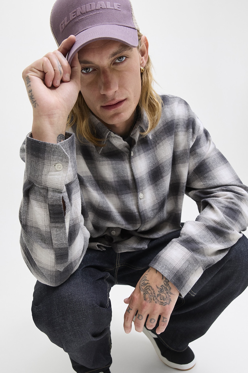 Jack & Jones, Camasa din amestec de bumbac organic cu model, Gri deschis, Gri antracit, XL
