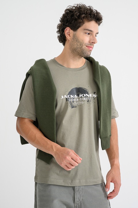 Jack & Jones, Condor pamutpóló, Fehér/Fekete/Spárgazöld