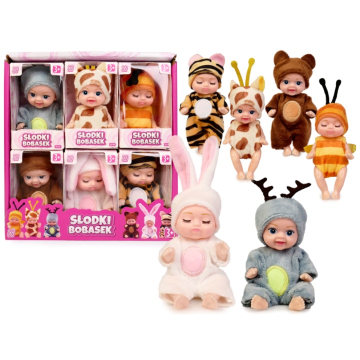 Set papusi Artyk Natalia Mini Bobas, 6 modele, 13 cm, multicolor, 5,3x8,7x4,6 cm