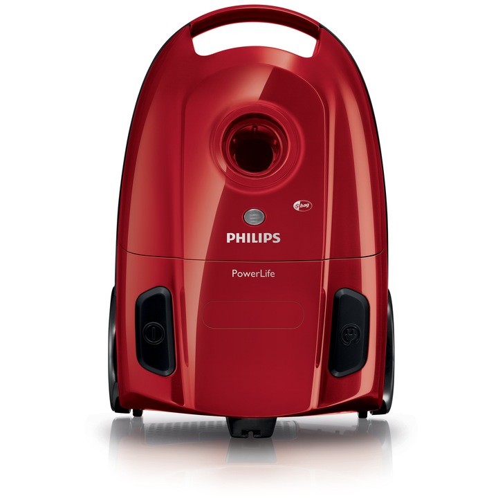 Philips PowerLife FC8322/09 porzsákos porszívó, 3 l, Fém teleszkópos cső, 750 W, Piros