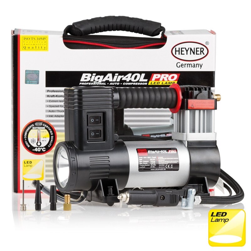 Compresor aer 12V, Bigair 40L cu lanterna 237.10 Heyner