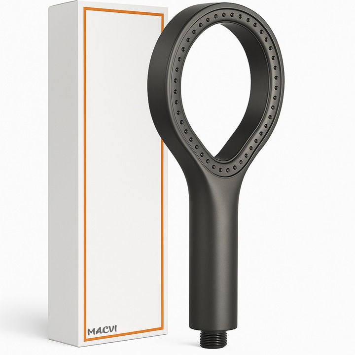 Cap de dus Macvi® cu jet reglabil, flexibilitate versatila, moduri multiple de pulverizare, finisaj Gri